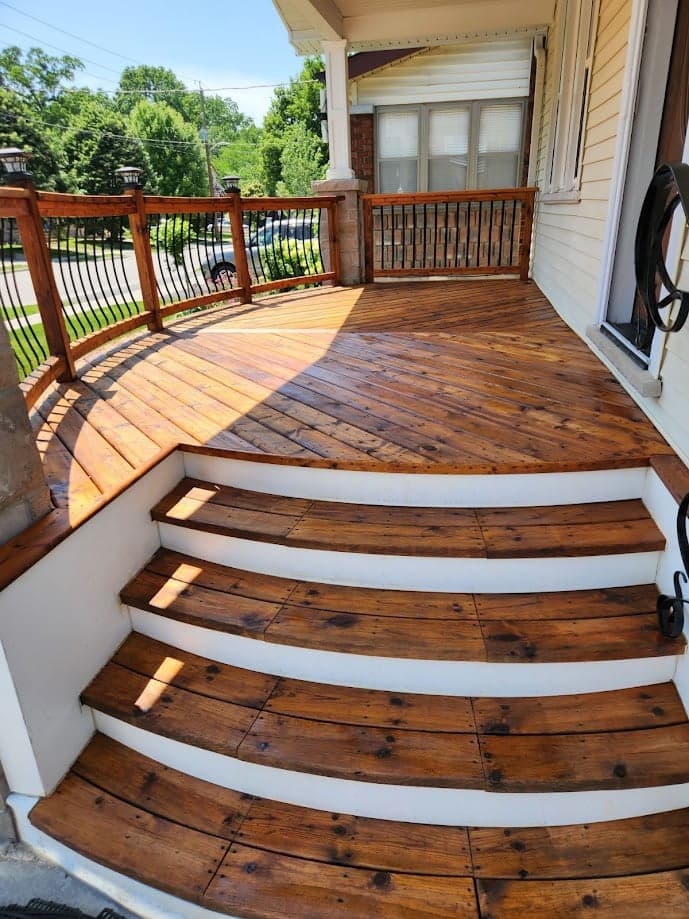 Cedar deck restoration in Kitchener before and after